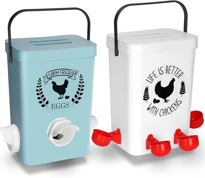 Chicken Feeder and Chicken Waterer Set